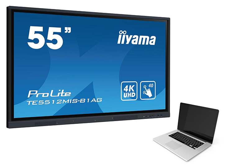 55" touchscreen with laptop